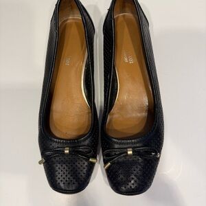 Naturalizer N5 Comfort Black Perforated Bow ballet flats